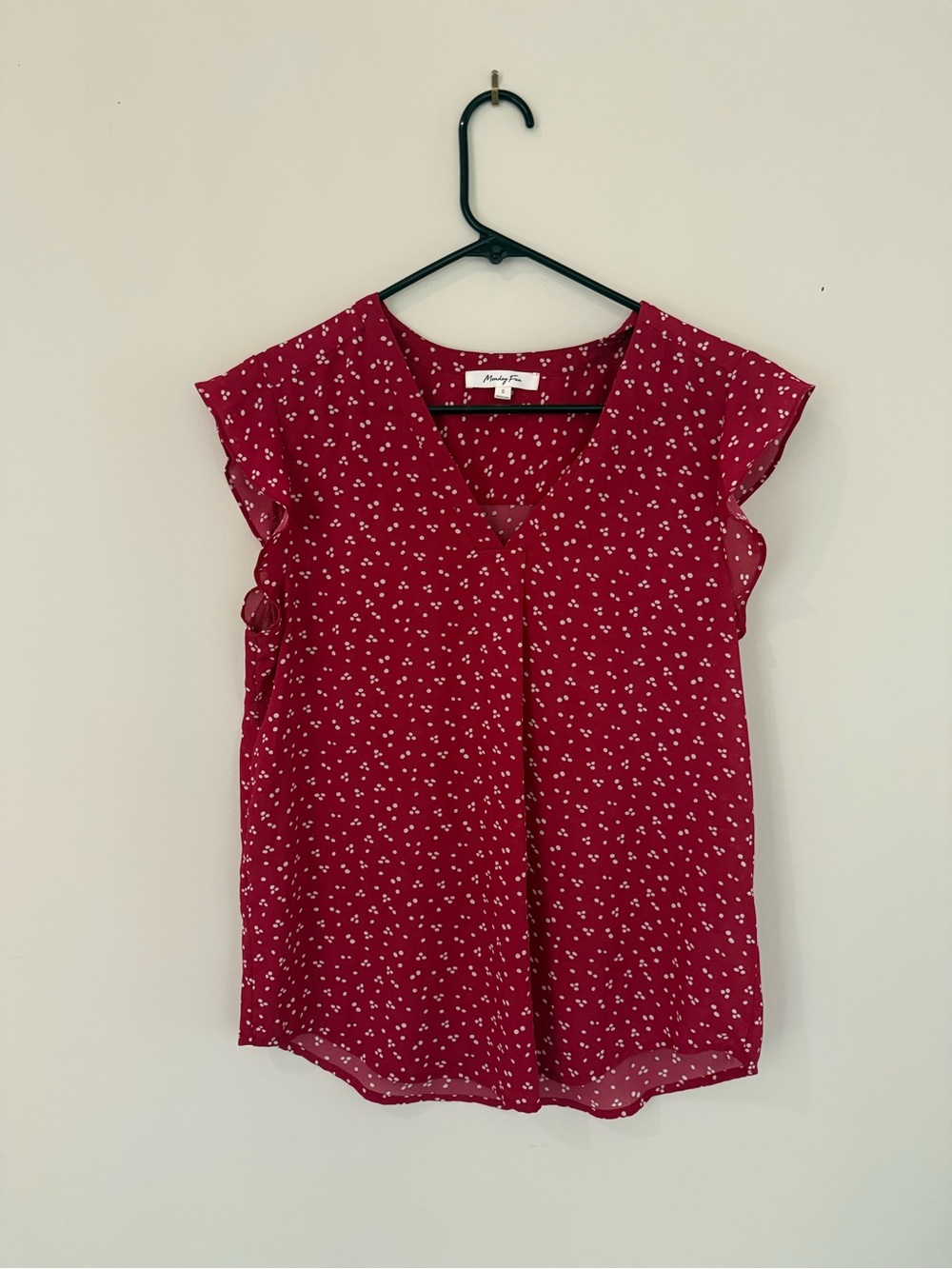 Red floral sheer blouse